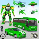 Army Bus Robot Car Game 3d