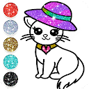 Cute Kitty Coloring Glitter